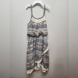 Double Zero Dress Girl's Small Sleeveless Beige Multicolor‎ Summer B488